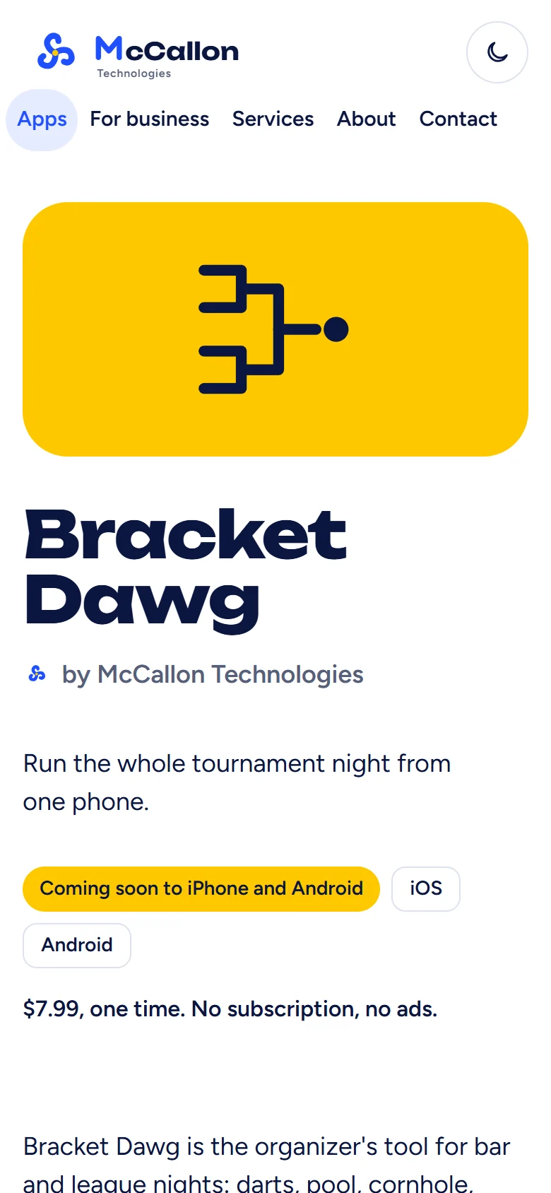 An app page on a phone